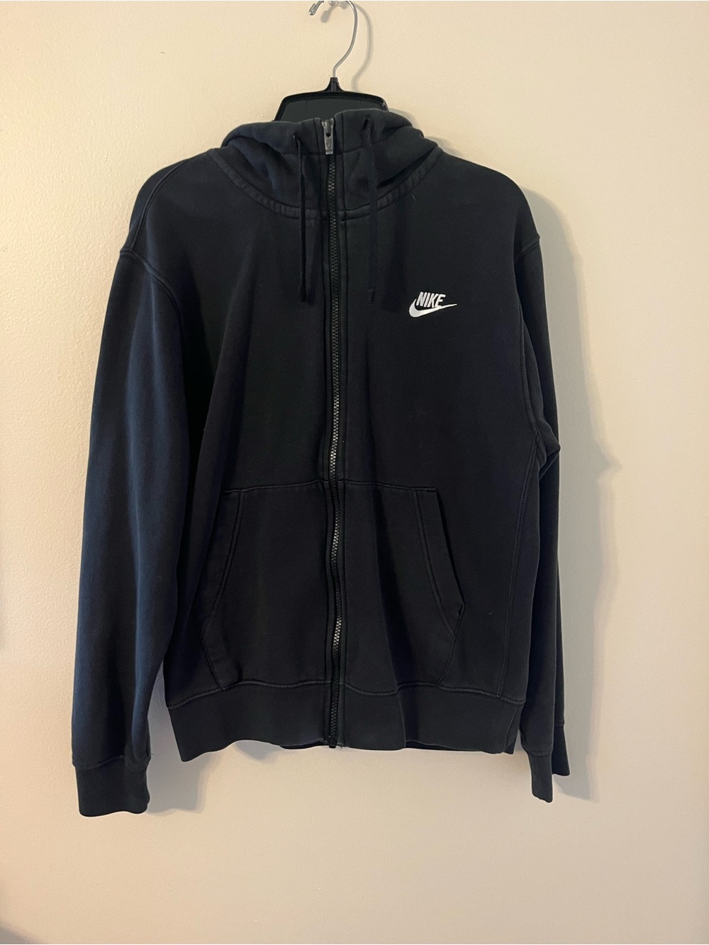 Nike Black Full-Zip Hoodie with White Swoosh